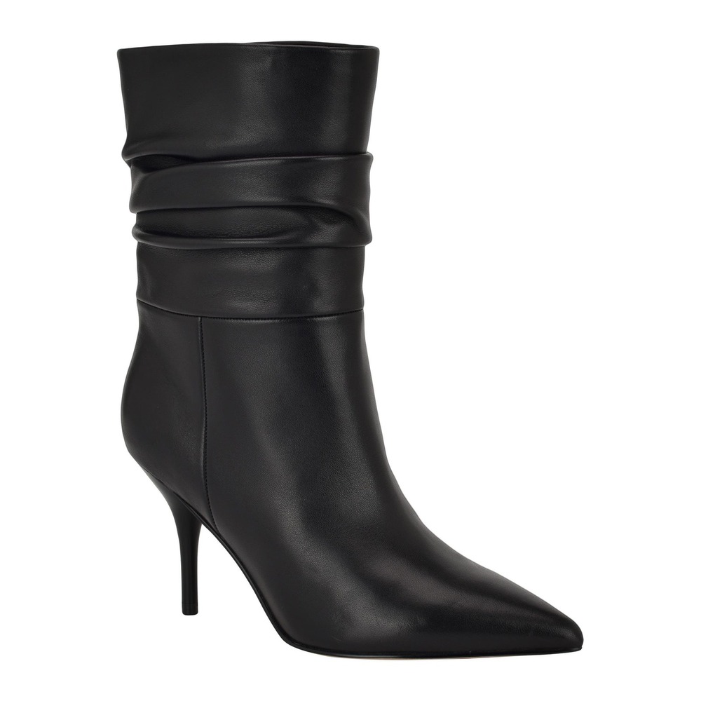 Calvin‎ Klein Cerine Slouch Pointed Toe Bootie Women 10M Black Ruched Stiletto